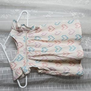 Heart Embroidered 100% Cotton Sleeveless Shirt W/ Ruffle Trim Toddler Sz4T
